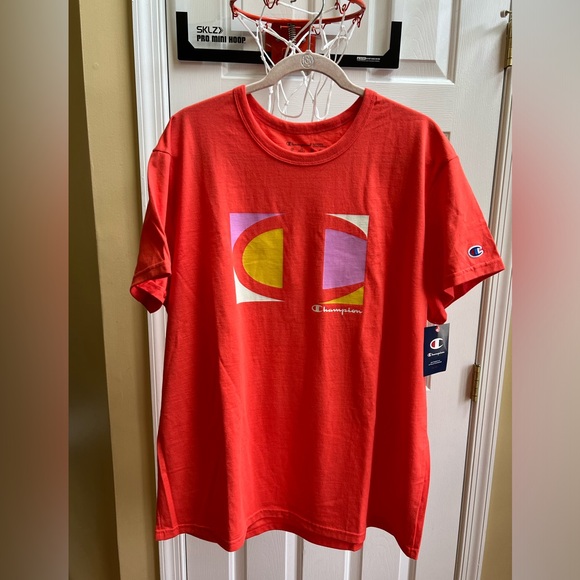 CHAMPION Short-Sleeve Orange Logo Tee, Sz 1X-2X - Picture 4 of 6